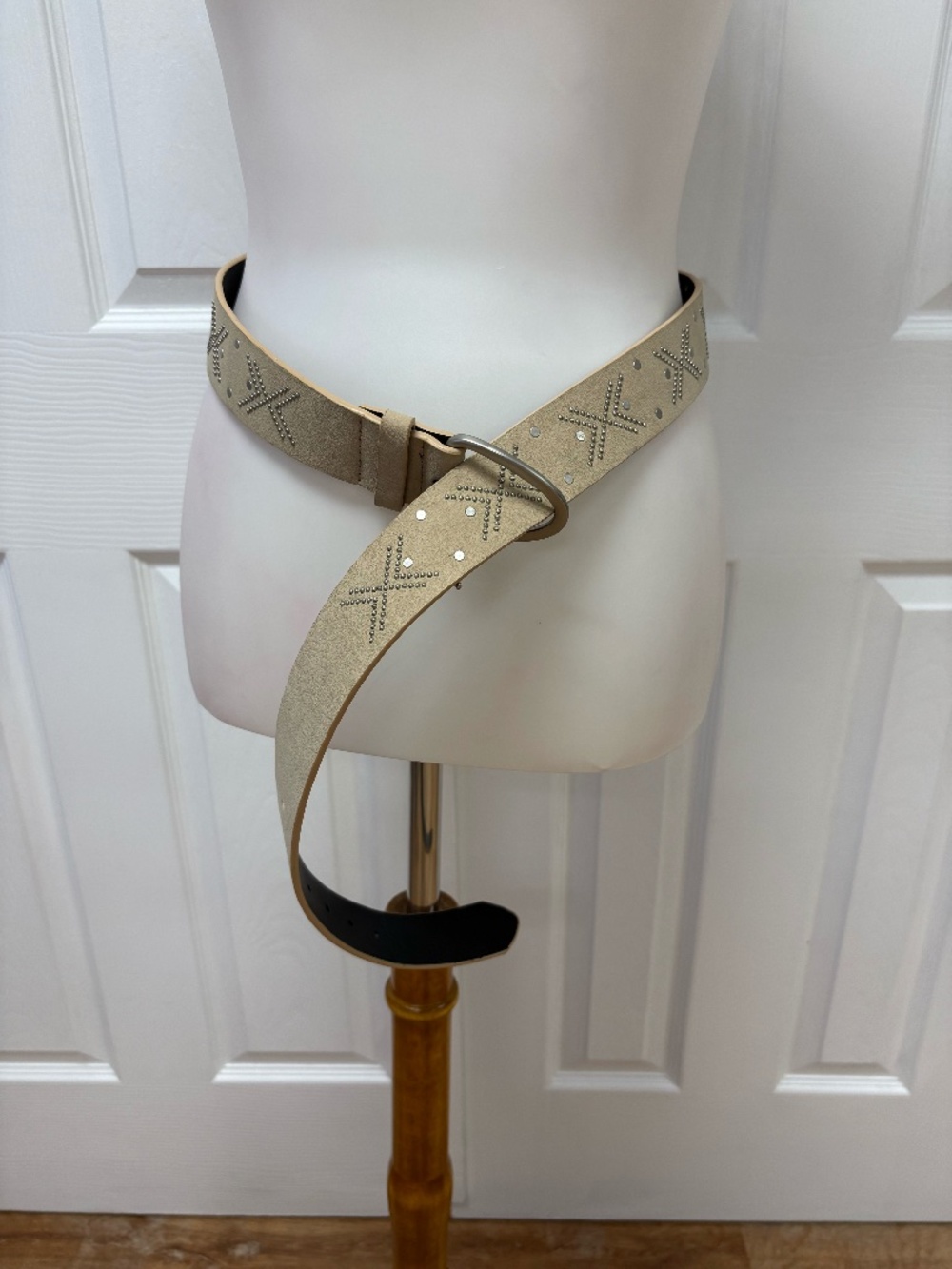 Universal Thread Ladies Studded Beige Belt - Long (49")
